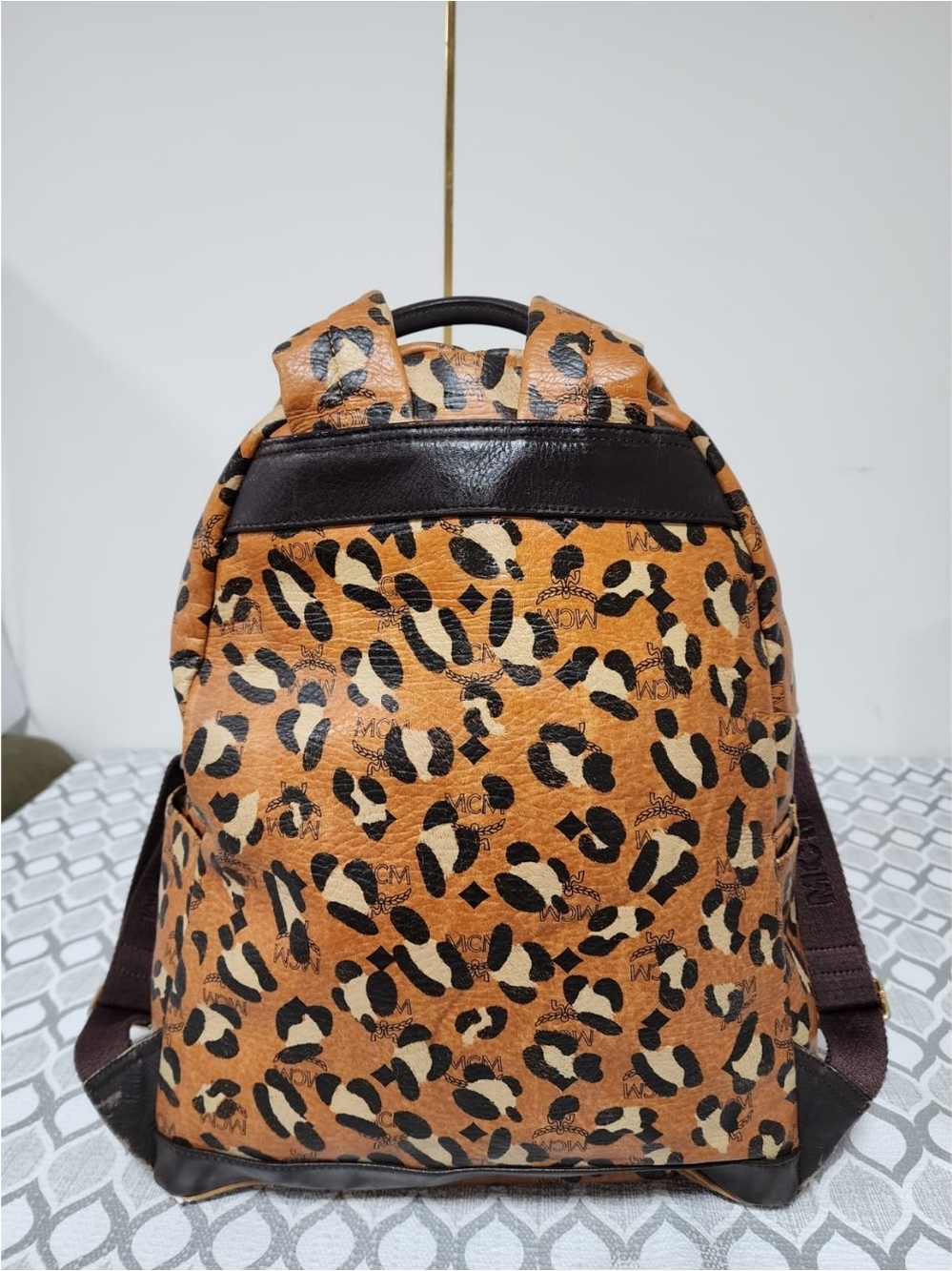 MCM Leopard Print Backpack Brown/Black - Picture 8 of 16